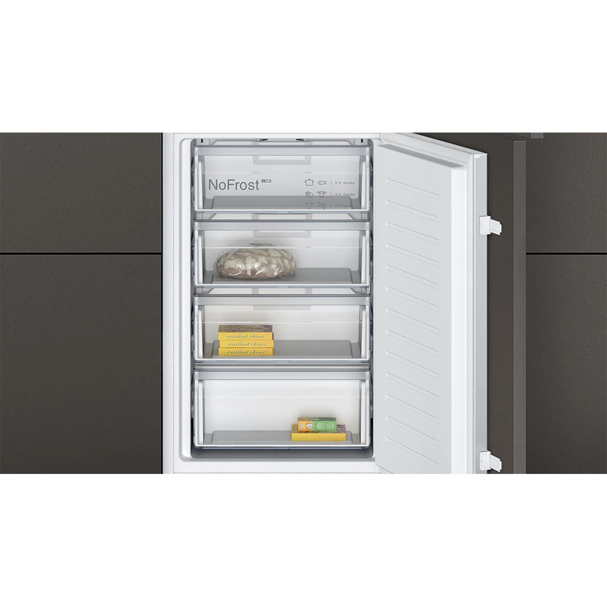 NEFF KI7851SE0G N 30 Built-In Fridge Freezer With Freezer At Bottom, 150/99 Litre, 54.1cm Wide - Sliding Hinge