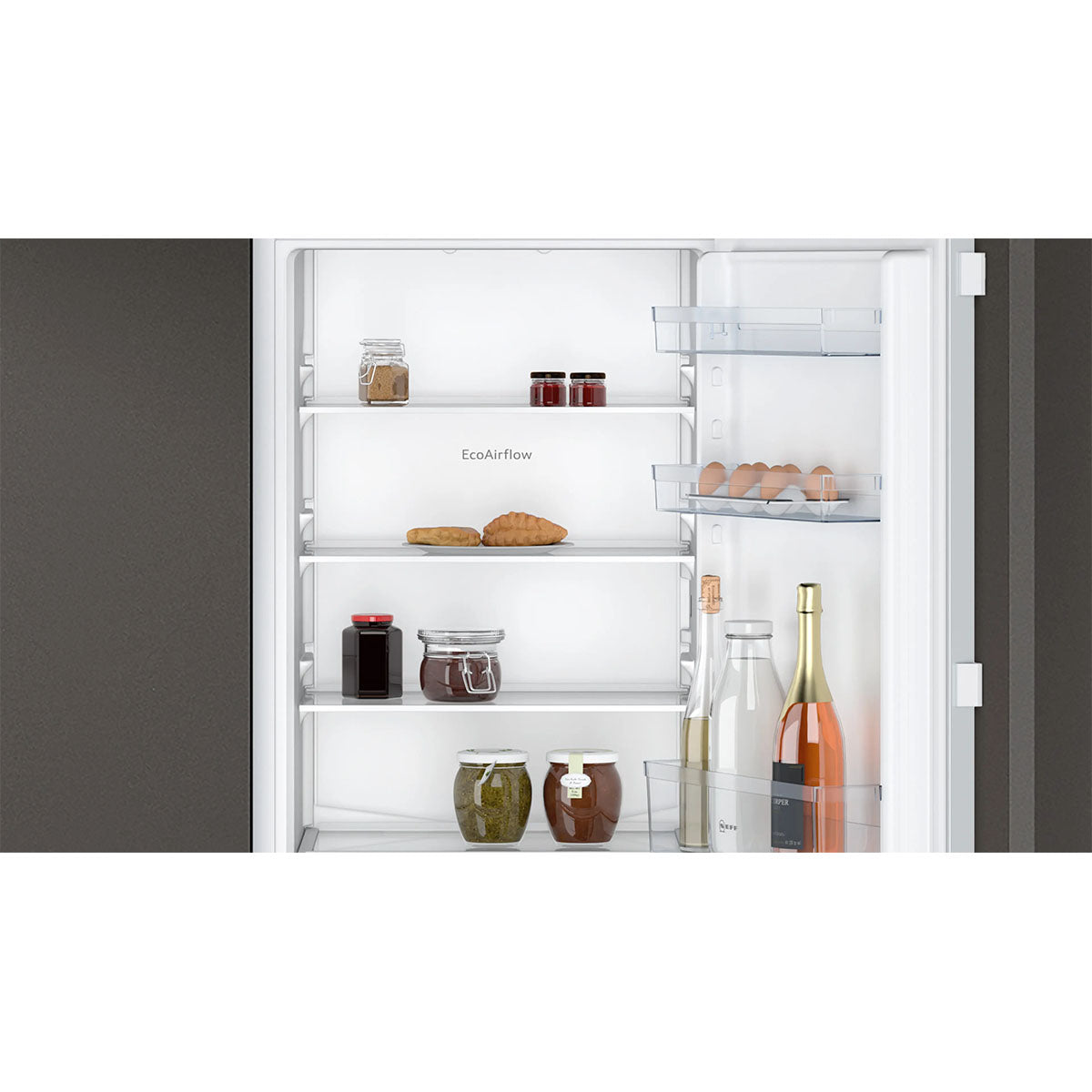 NEFF KI7861FE0G N 30 Built-in Fridge-Freezer, 184/76 Litre, Fresh Safe, 54.1cm Wide - Flat Hinge