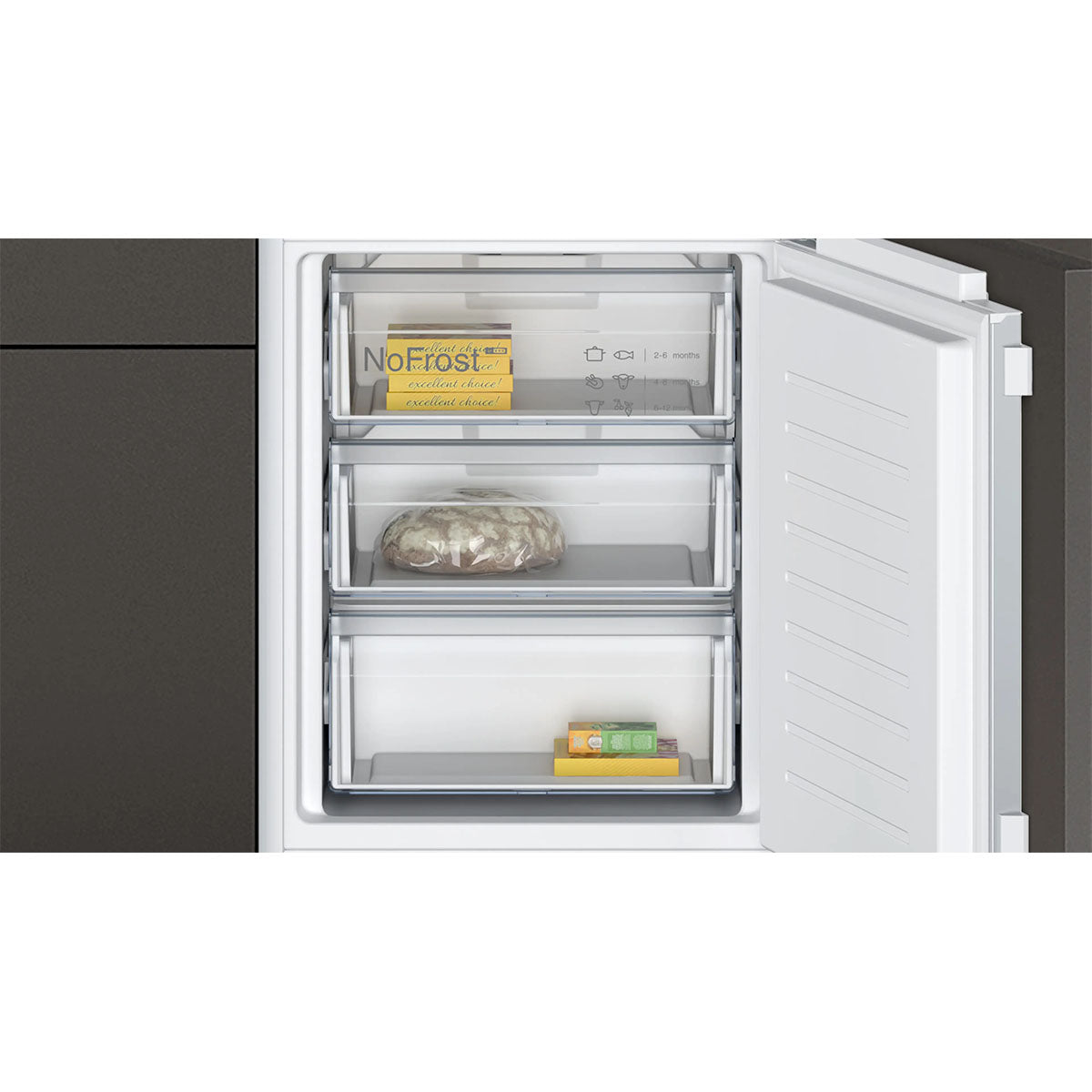 NEFF KI7861FE0G N 30 Built-in Fridge-Freezer, 184/76 Litre, Fresh Safe, 54.1cm Wide - Flat Hinge