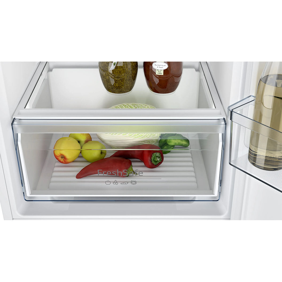 NEFF KI7861SEOG N 30 Built-In Fridge Freezer With Freezer At Bottom, 184/76 Litre, 54.1cm Wide - Sliding Hinge