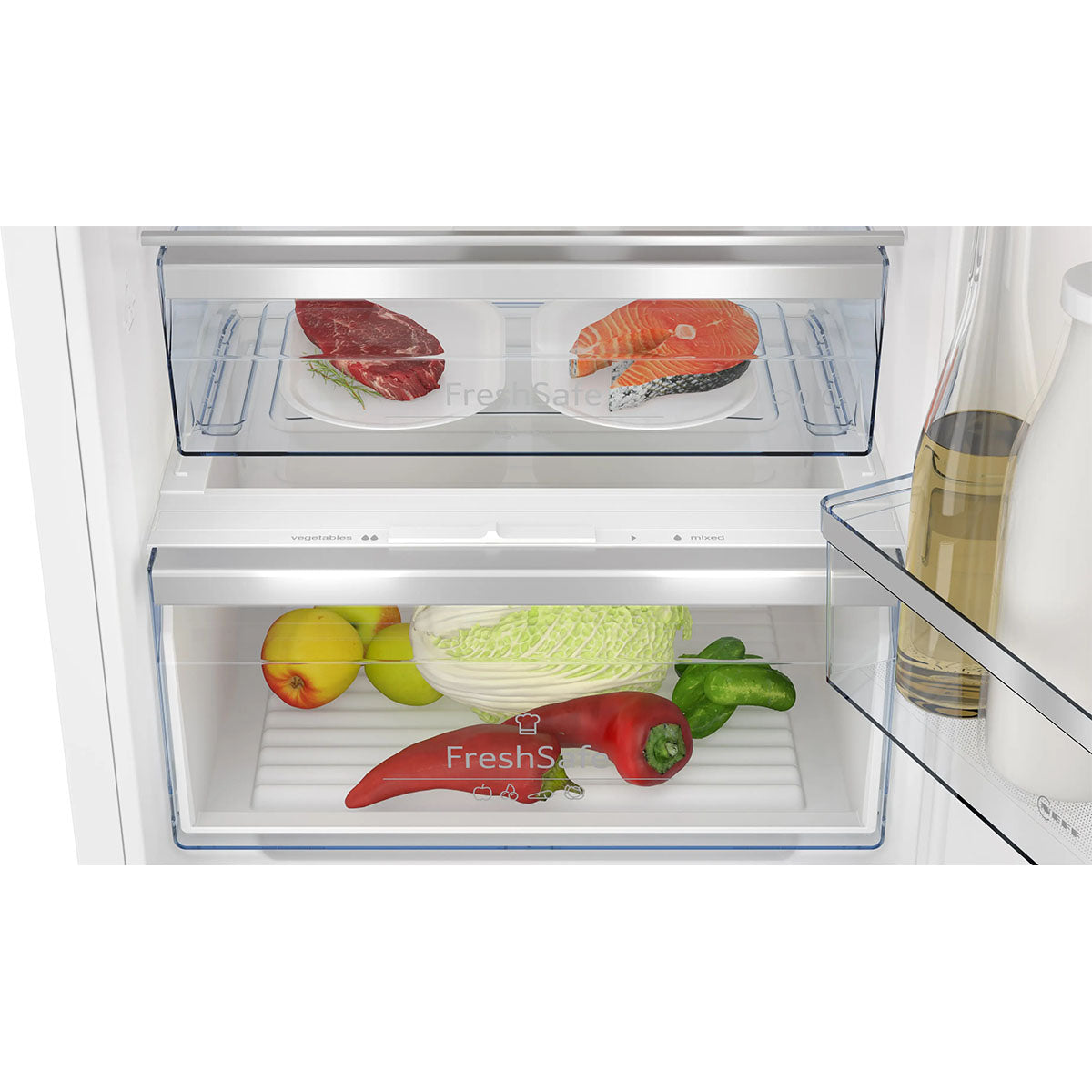 NEFF KI7962FD0G N 50 Built-in Fridge-Freezer, 215/75 Litre, Fresh Safe, No Frost, 55.8cm Width - Flat Hinge