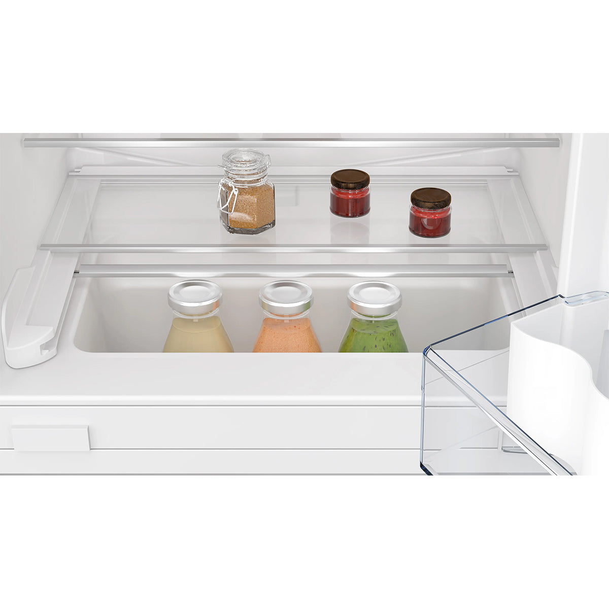 NEFF KU1212FE0G N 50 Built-Under Fridge, 134 Litre, 3 Shelves, 59.8cm Wide - Flat Hinge, Right Reversible
