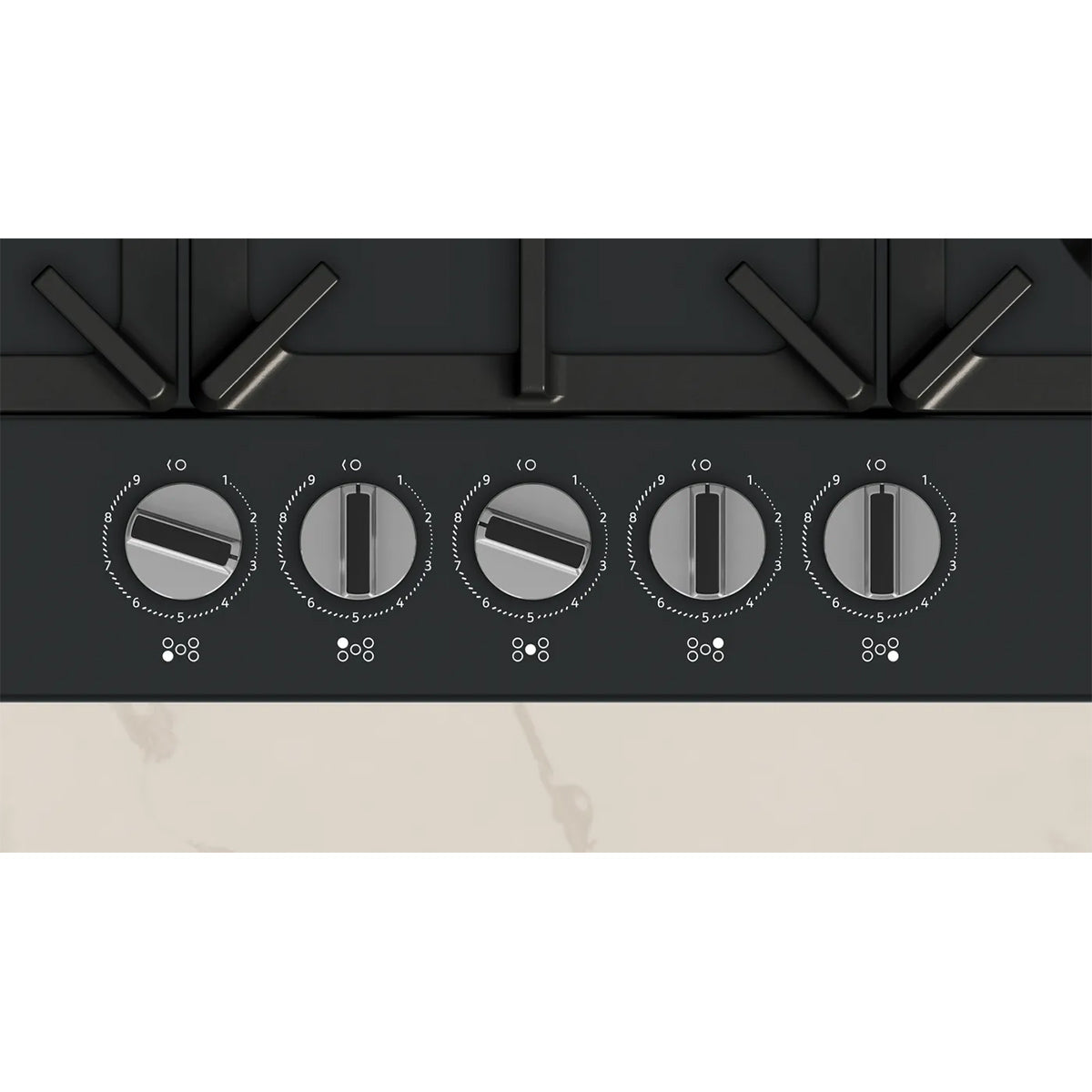NEFF T27CIQ8S0 N 70 Gas Hob, 5 Zones, Knob Ignition, 75cm Wide - Black, Enamel