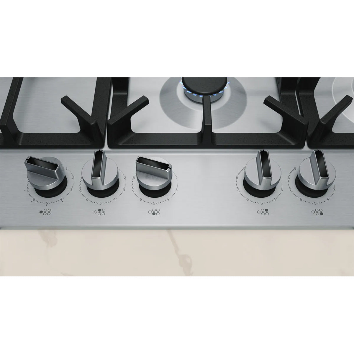NEFF T27CIS8N0 N 70 Gas Hob, 5 Zones, Knob Ignition, 75cm Wide - Stainless Steel