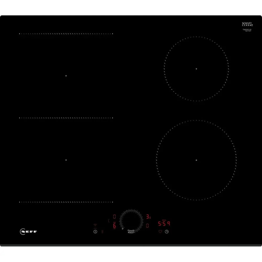 Neff T56FHS1L0 60cm Induction Hob, Black - 73677761937781 