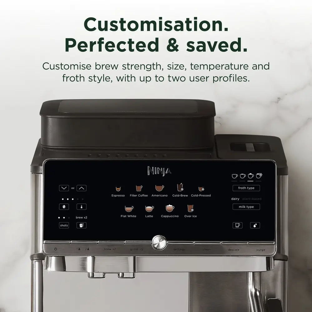 Ninja AE1001UK AutoBarista Coffee Machine, Black/Stainless Steel