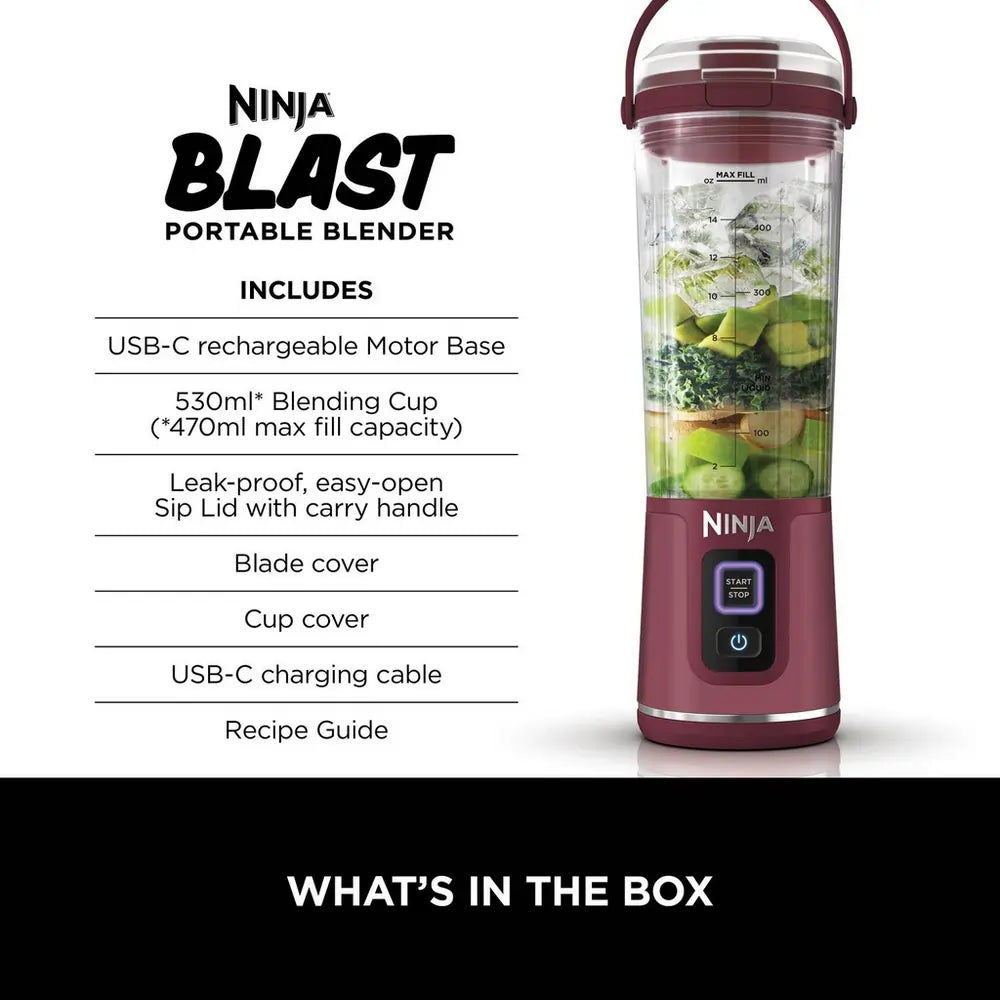 Ninja Blast BC151UKCR Cordless Portable Blender, Cranberry