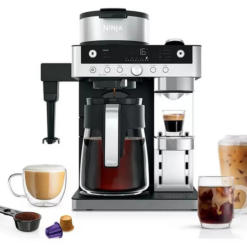 Ninja CFN802UK Espresso & Filter Coffee Machine, Silver/Black