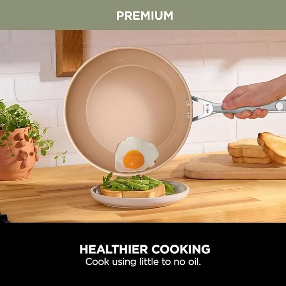 Ninja CW90024UK 24cm Premium Ceramic Frying Pan, Apricot - 72505830637941 
