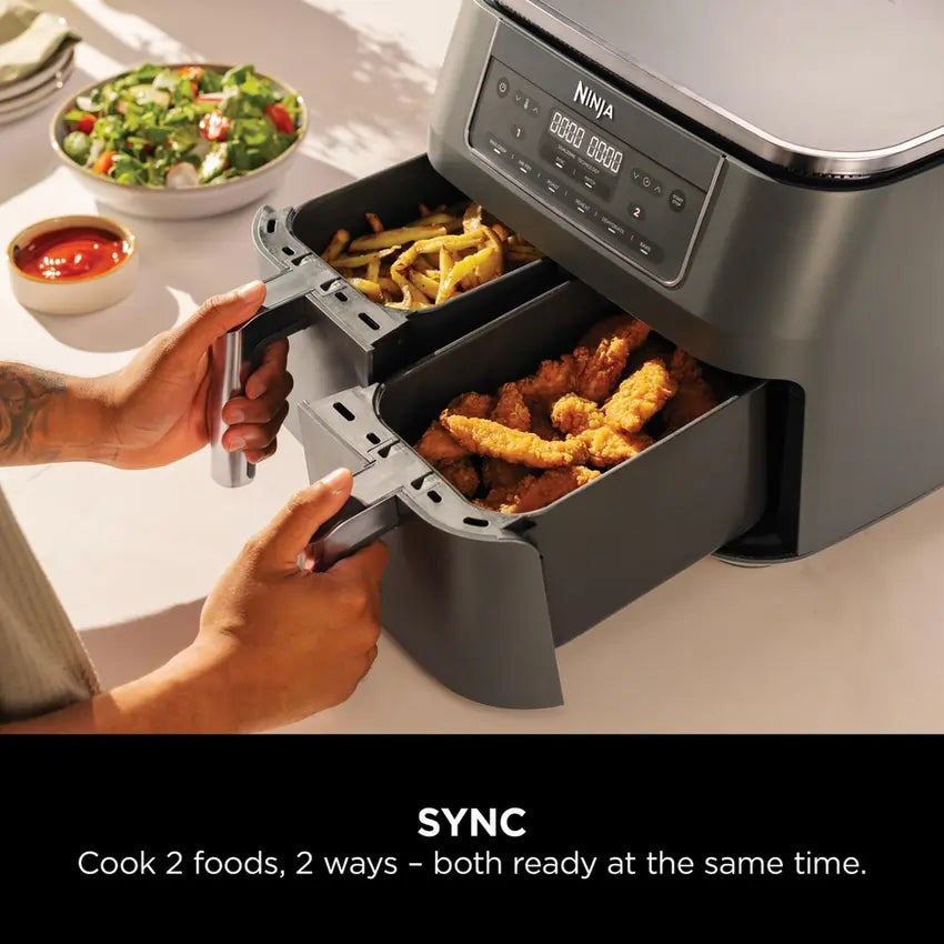 Ninja DZ300UK 7.6 litre 6-in-1 Dual Zone Air Fryer, Gun Metal Grey - 74782028235125 