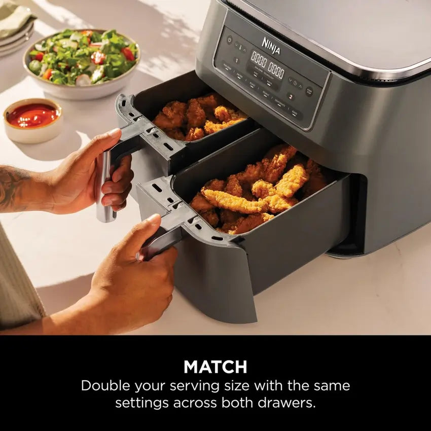 Ninja DZ300UK 7.6 litre 6-in-1 Dual Zone Air Fryer, Gun Metal Grey