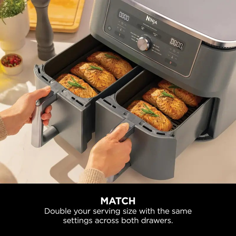 Ninja DZ400UK 9.5 litre MAX 6-in-1 Dual Zone Air Fryer, Gun Metal Grey
