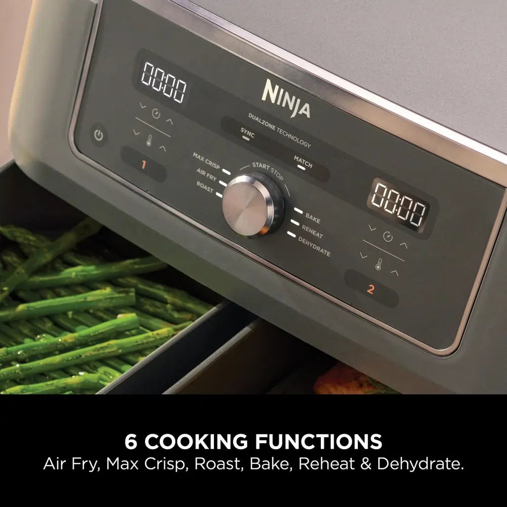 Ninja DZ400UK 9.5 litre MAX 6-in-1 Dual Zone Air Fryer, Gun Metal Grey - 74757190910325 