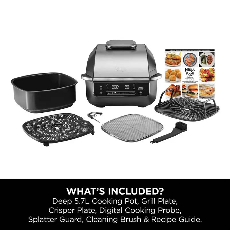 Ninja EG351UK 5.7 Litre Grill & Air Fryer, Black/Silver