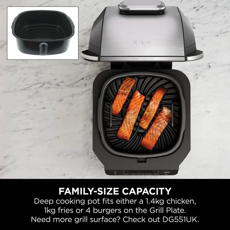 Ninja EG351UK 5.7 Litre Grill & Air Fryer, Black/Silver - 73978130661749 
