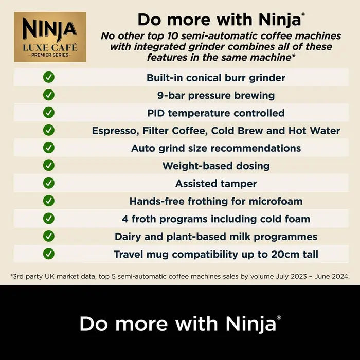 Ninja ES601UKBK Luxe Cafe Premier Series Espresso Machine, Midnight Black