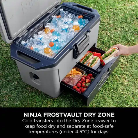 Ninja FB151UKGY FrostVault 47 Litre Hard Cooler with Dry Zone, Slate Grey