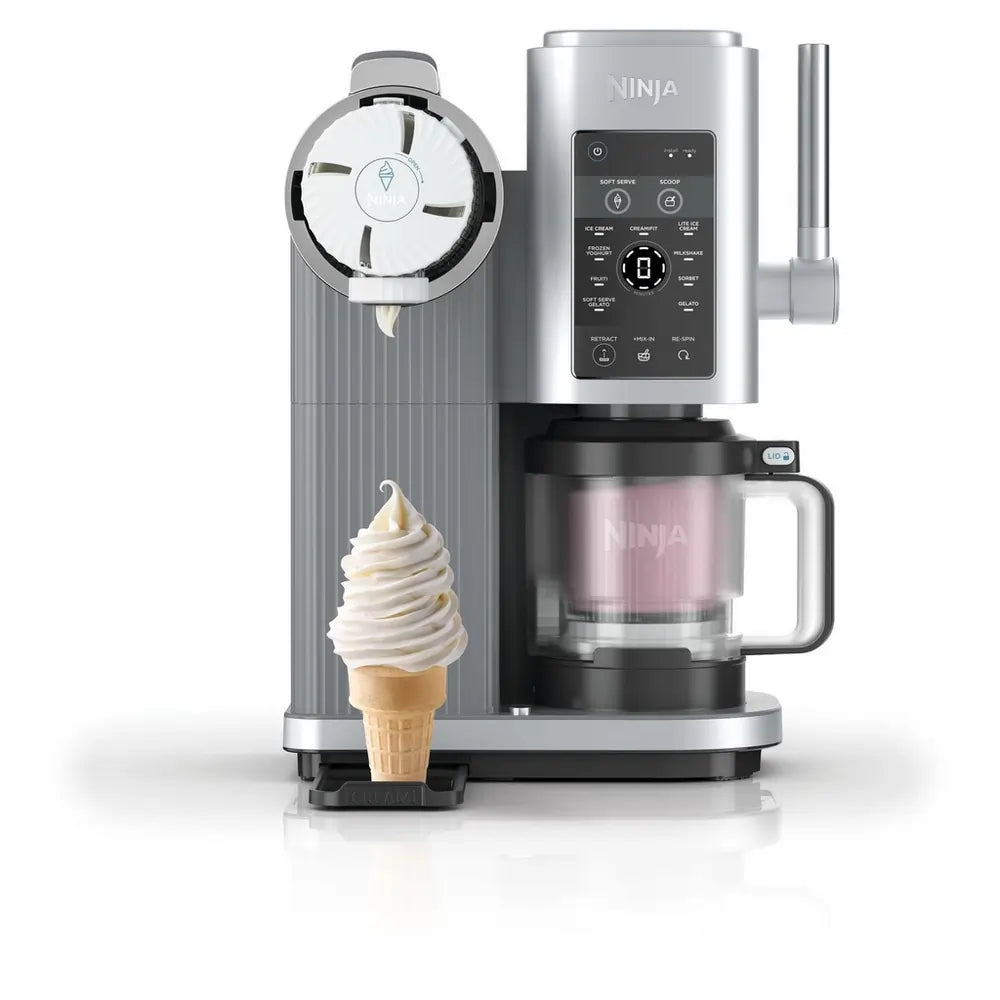 Ninja NC701UK Swirl by CREAMi 13-in-1 Soft Serve & Ice Cream Maker, Platinum Silver