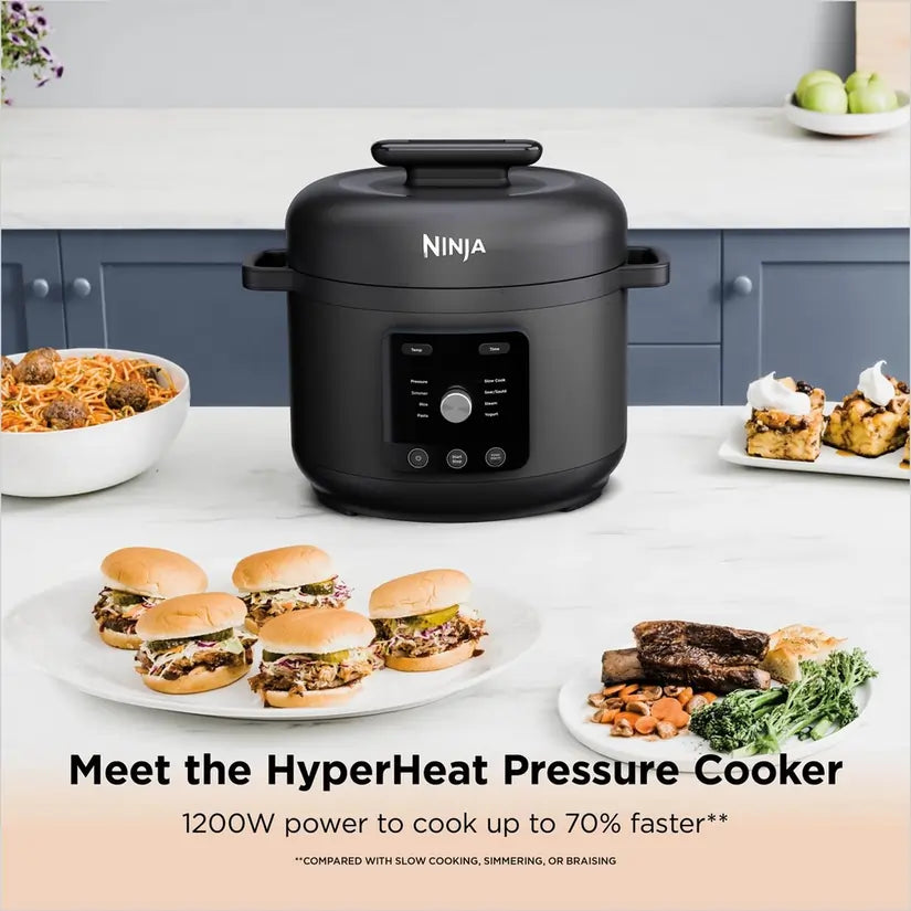 Ninja HyperHeat  PC201UK 9-in-1 6 Litre Pressure & Rice Cooker, Grey/Black