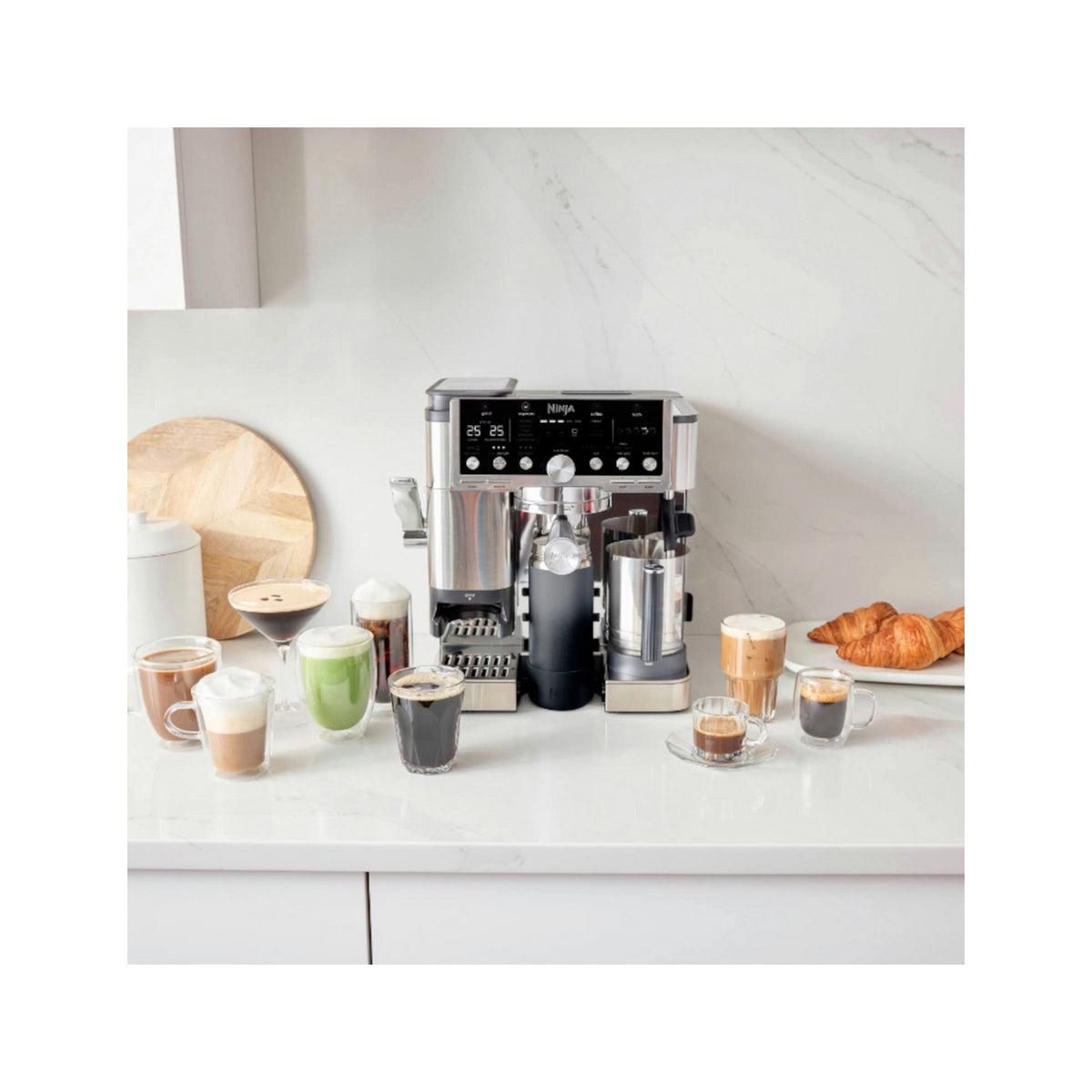 Ninja ES701UK Luxe Cafe Pro Series Espresso Machine, 33.7cm Wide - Black/Stainless Steel