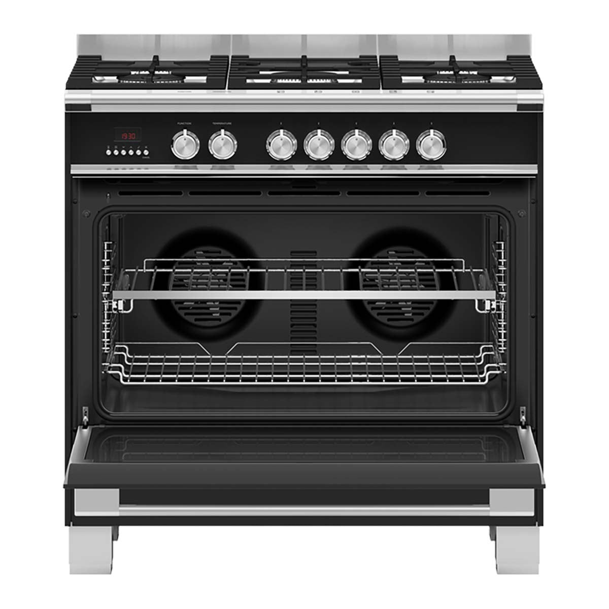Fisher & Paykel OR90SCG4B1 Series 7 Classic Freestanding 5 Burner Dual Fuel Range Cooker, 89.7cm Wide - Black