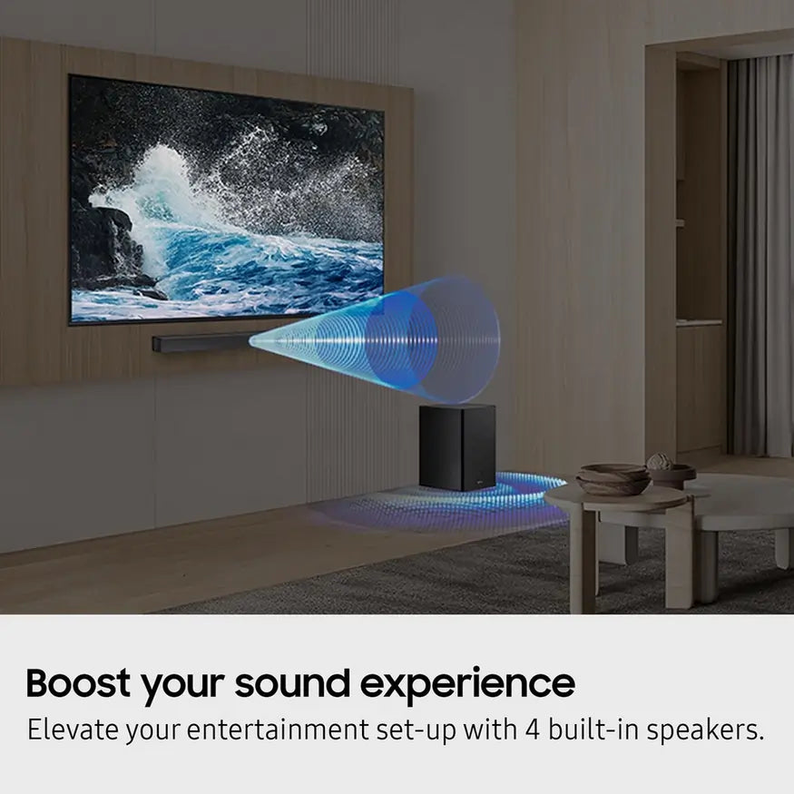 Samsung HW-B650F/XU 3.1ch 370W Soundbar with Wireless Subwoofer Bass Boost and Game Mode, Black