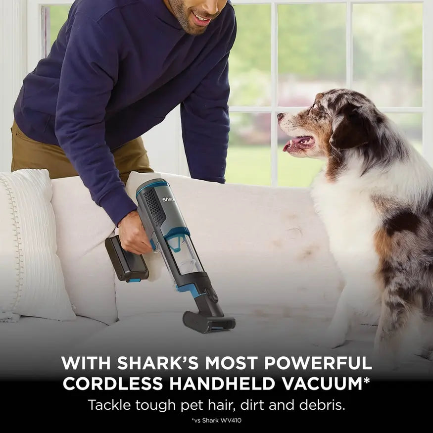 Shark BH102UK PowerBoost Pet Handheld Vacuum With Up To 40 Minutes Run Time, Charcoal With Blue
