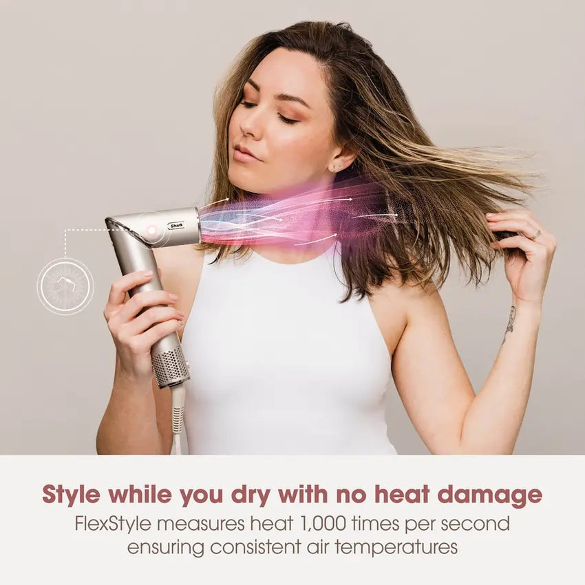 Shark FlexStyle HD436SLUK 4-in-1 Air Styler & Hair Dryer for Straight & Wavy Hair, Stone