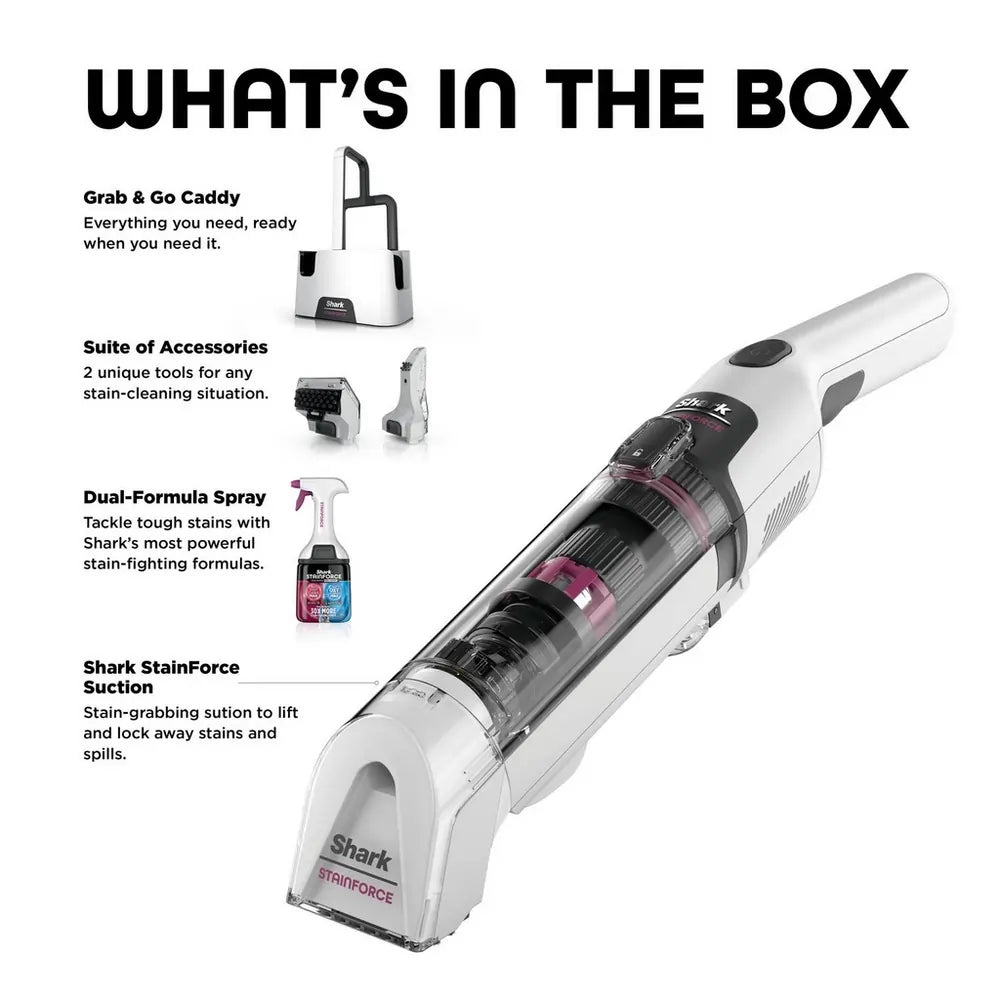 Shark HX100UKT StainForce Cordless Stain Destroying Spot Cleaner With Up To 15 Minutes Run Time, White