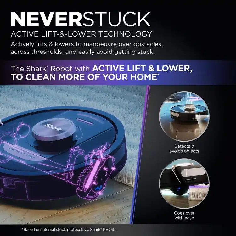 Shark RV2820VEUK PowerDetect Self-Empty Robot Vacuum Cleaner With Up To 100 Minutes Run Time, Black - 43044353507551 