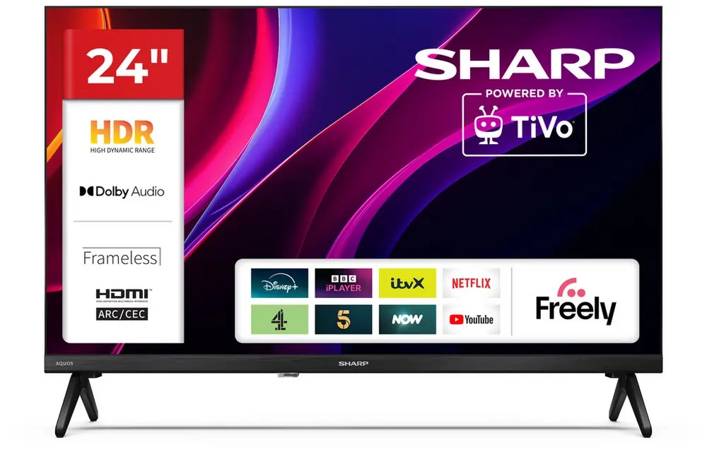 Sharp Aquos 1TC24HE2245KB 24" HD Ready TiVo Smart TV With Freely, Black