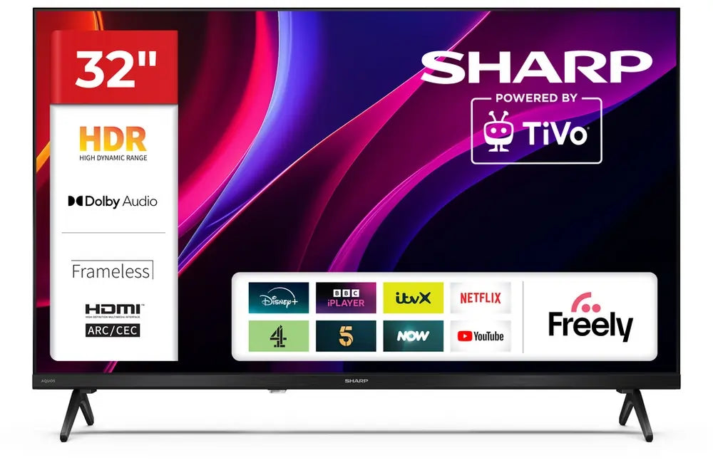 Sharp Aquos 1TC32HE2245KB 32" HD Ready TiVo Smart TV With Freely, Black