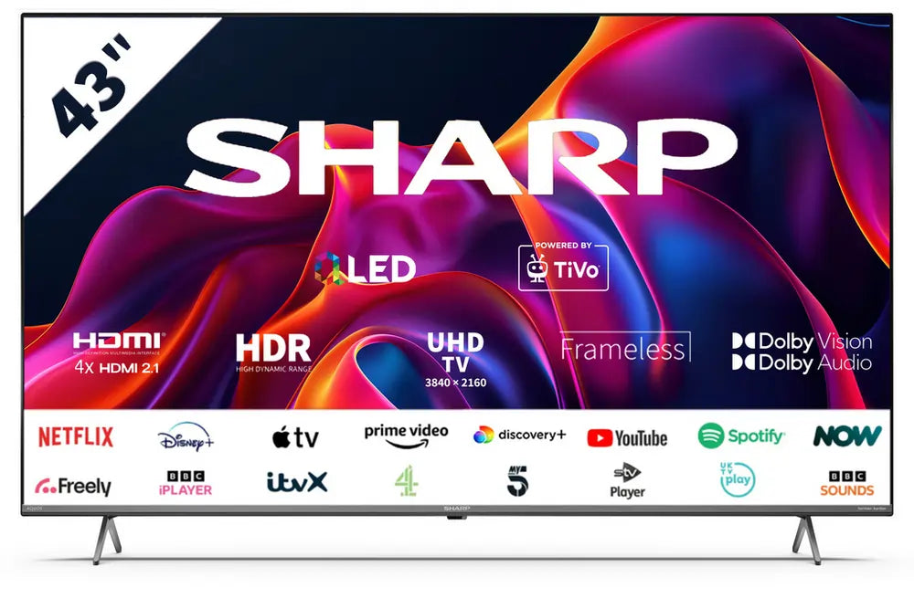 Sharp 4TC43GM6245KS 43" 4K UHD Quantum Dot Frameless Smart TiVo TV - 72235445518709 