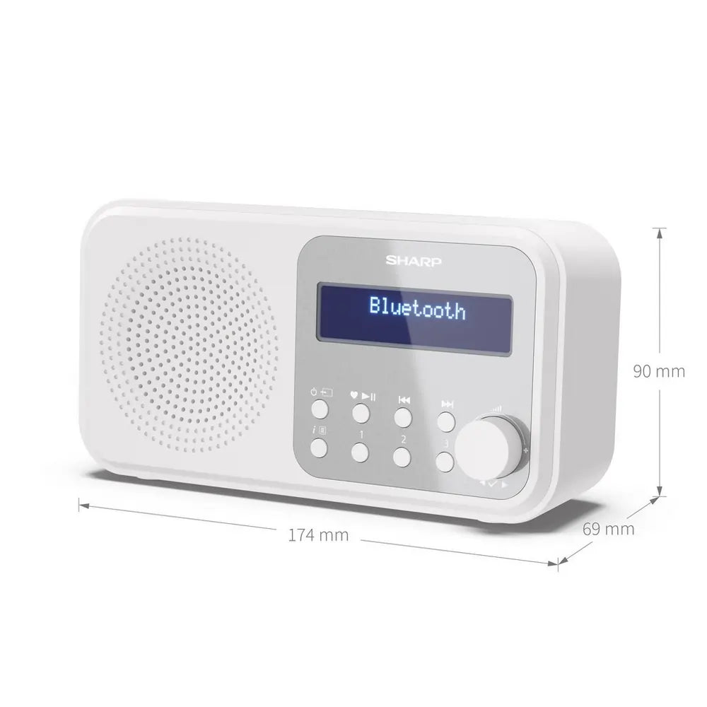 Sharp DRP420WH Tokyo Portable DAB Digital Radio With Bluetooth, Snowy White