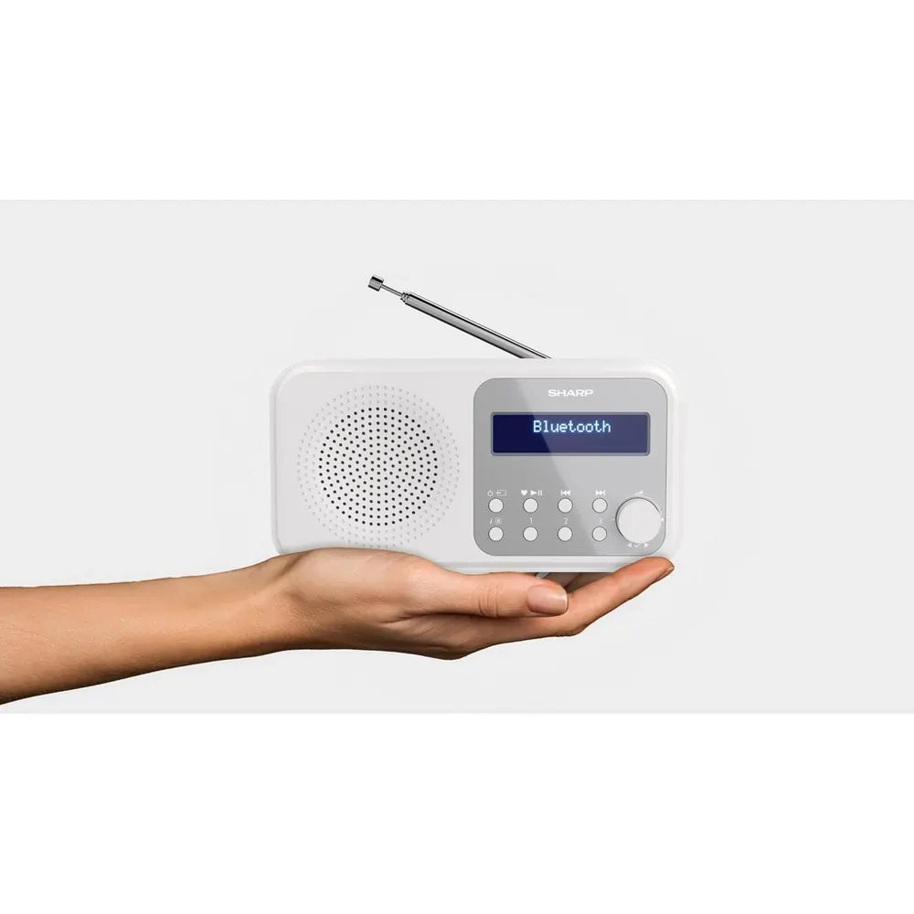 Sharp DRP420WH Tokyo Portable DAB Digital Radio With Bluetooth, Snowy White