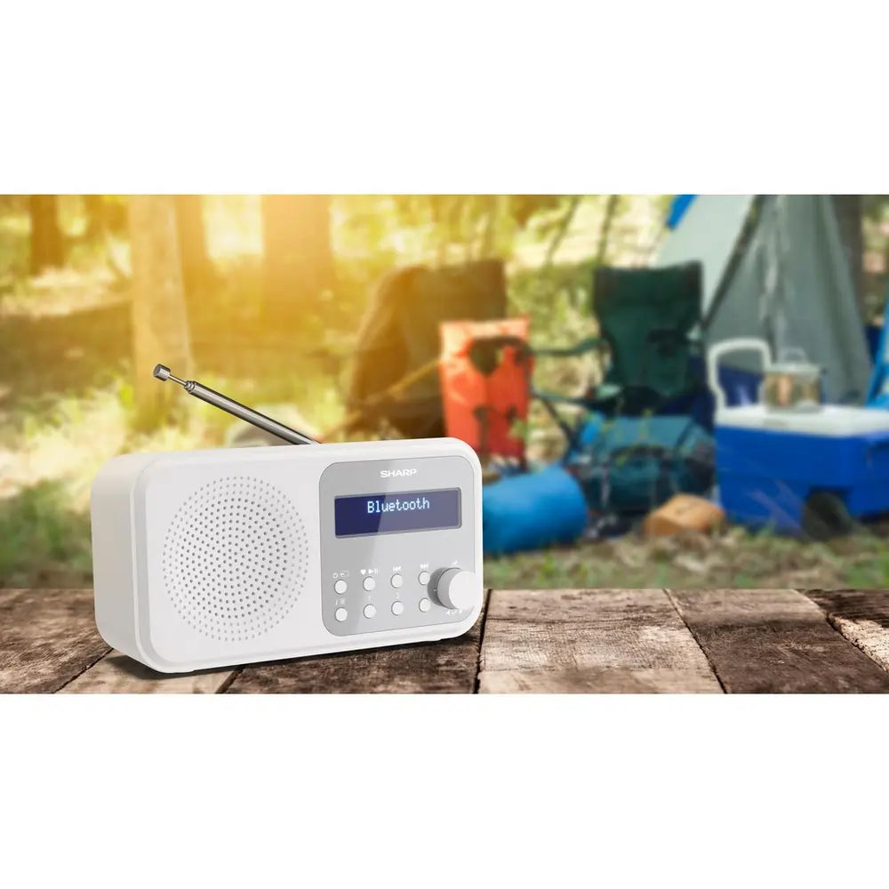 Sharp DRP420WH Tokyo Portable DAB Digital Radio With Bluetooth, Snowy White