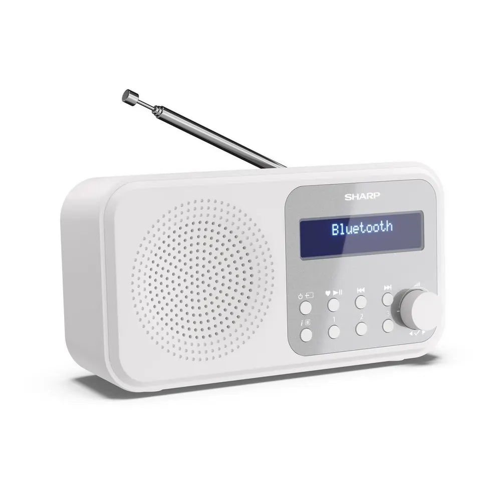 Sharp DRP420WH Tokyo Portable DAB Digital Radio With Bluetooth, Snowy White