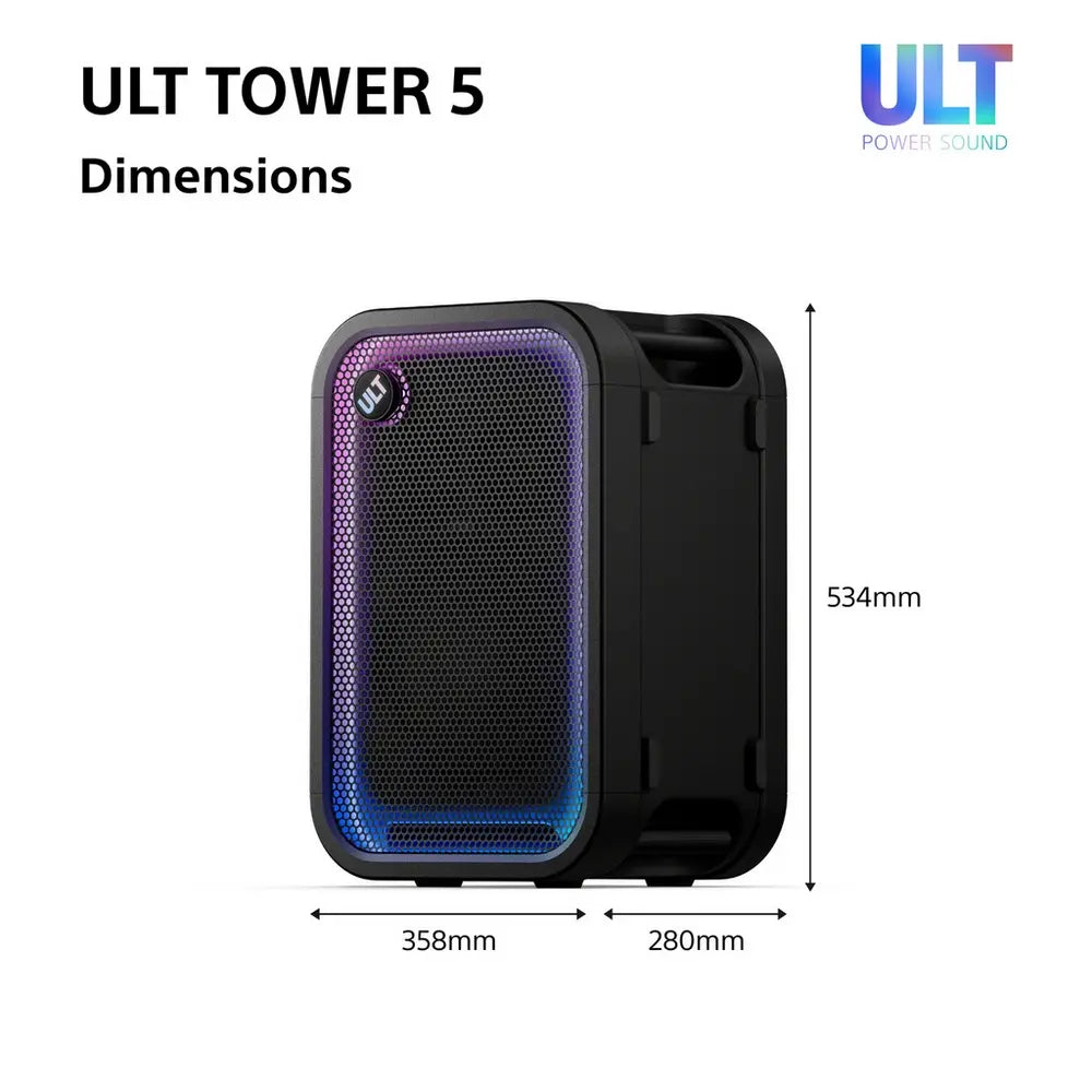 Sony SRSULT500.CEL Wireless ULT Tower 5 Deep Bass Party Speaker with DJ Input, Black