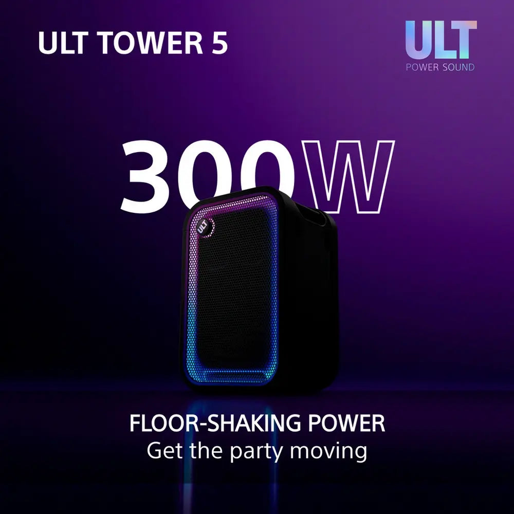 Sony SRSULT500.CEL Wireless ULT Tower 5 Deep Bass Party Speaker with DJ Input, Black