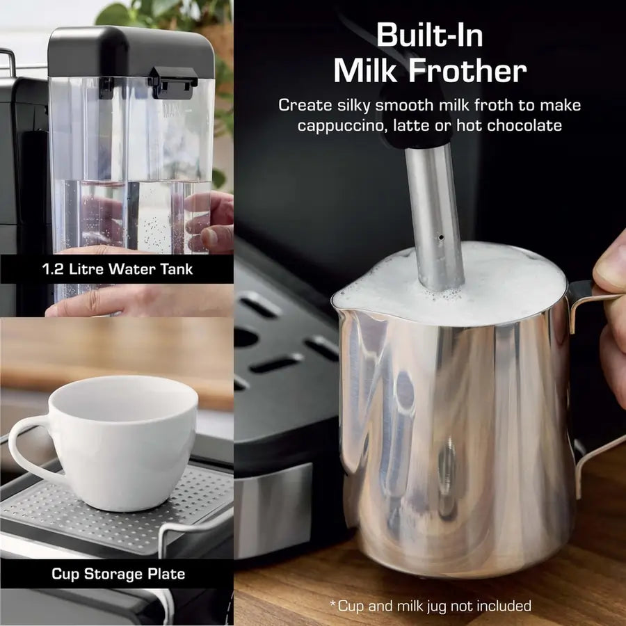 Swan SK22113BLK Pump Espresso Digital Coffee Machine, Black