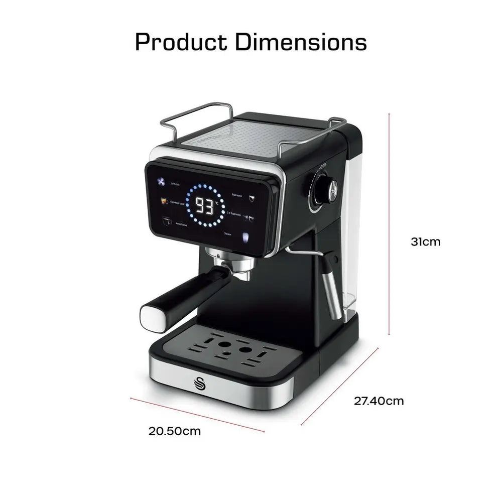 Swan SK22113BLK Pump Espresso Digital Coffee Machine, Black