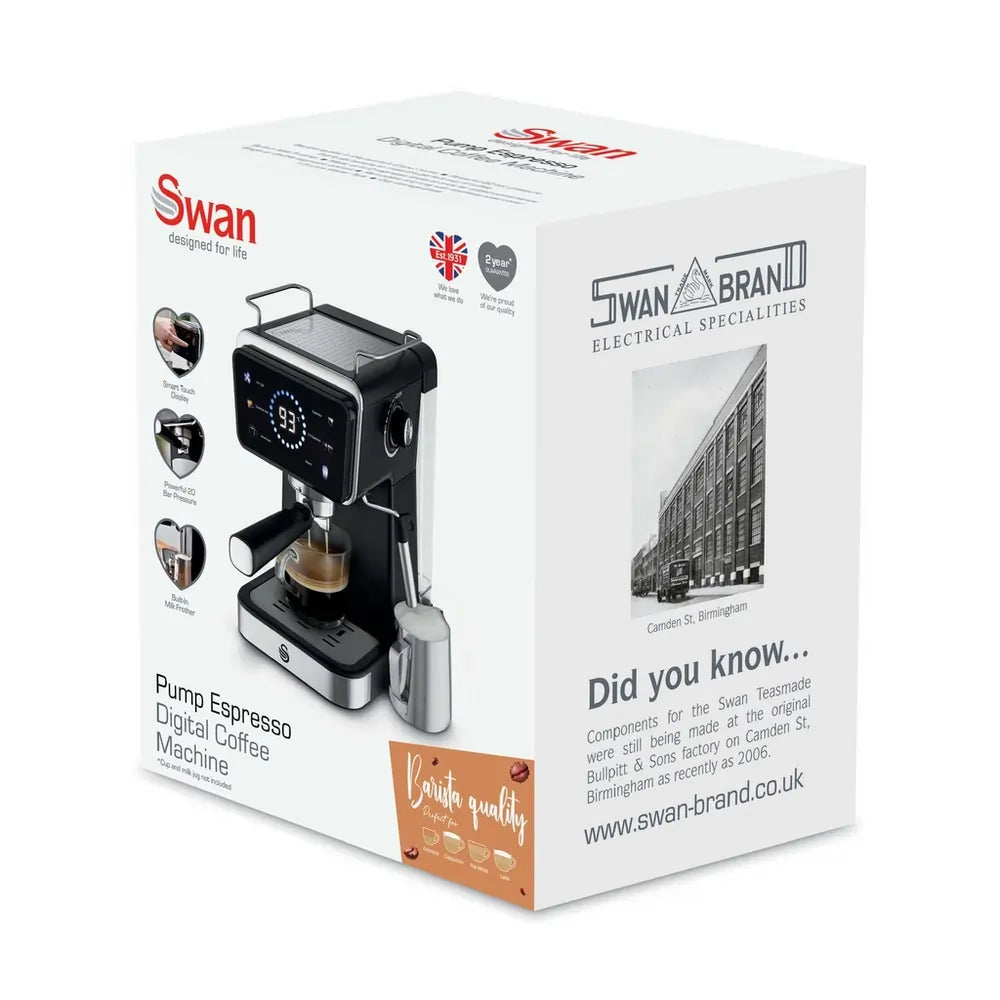 Swan SK22113BLK Pump Espresso Digital Coffee Machine, Black