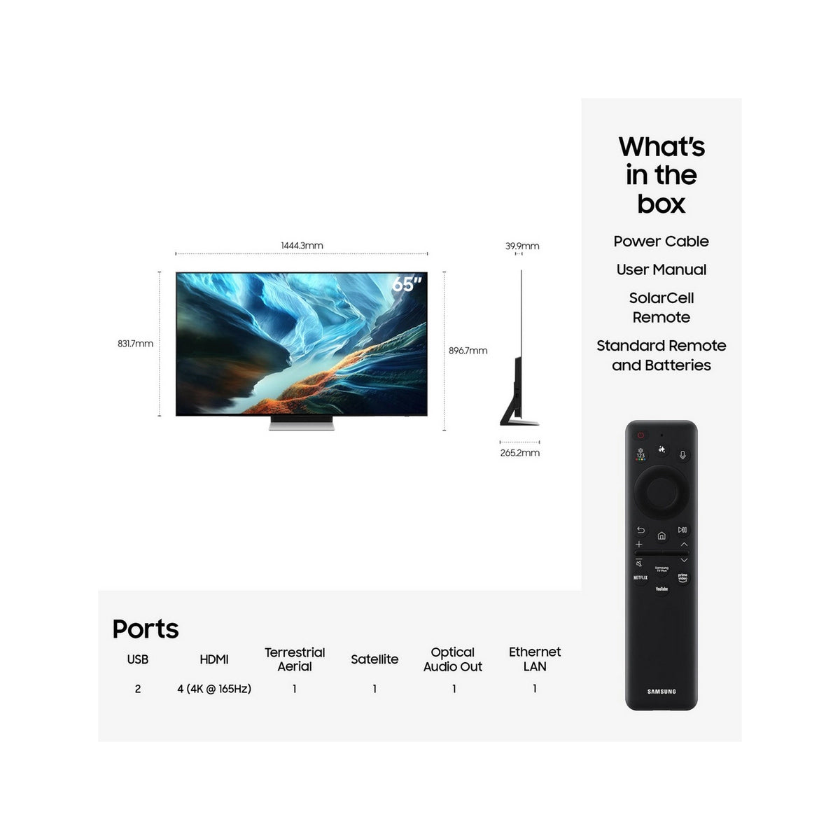 Samsung QE65S90HAEXXU 65" OLED Glare Free Vision AI Smart TV - Graphite Black