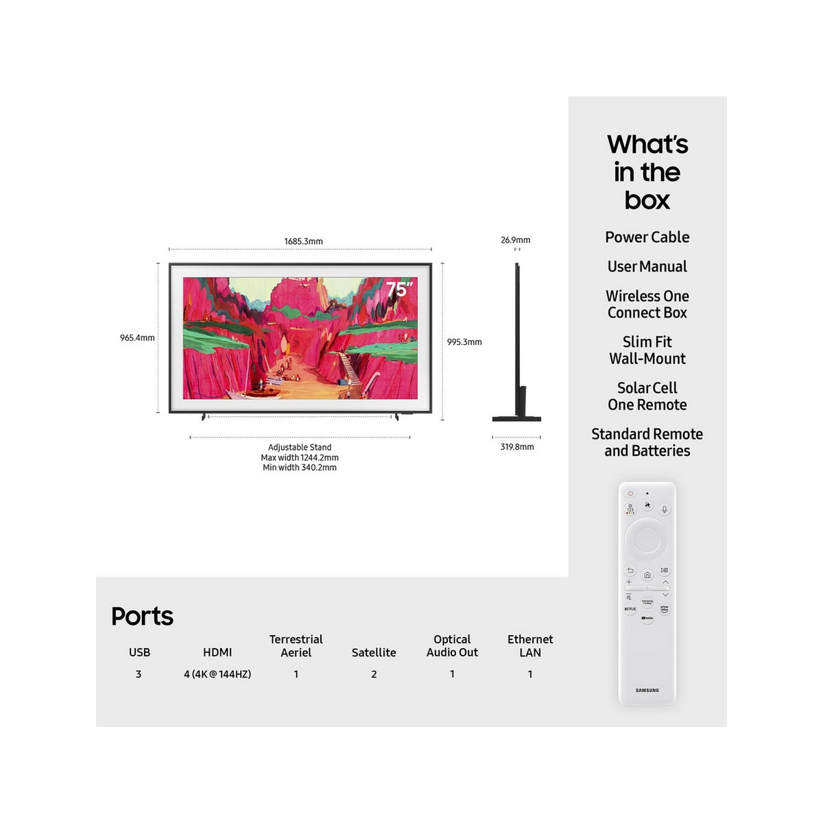 Samsung QE75LS03FWUXXU 75" Neo QLED The Frame Pro TV - Black
