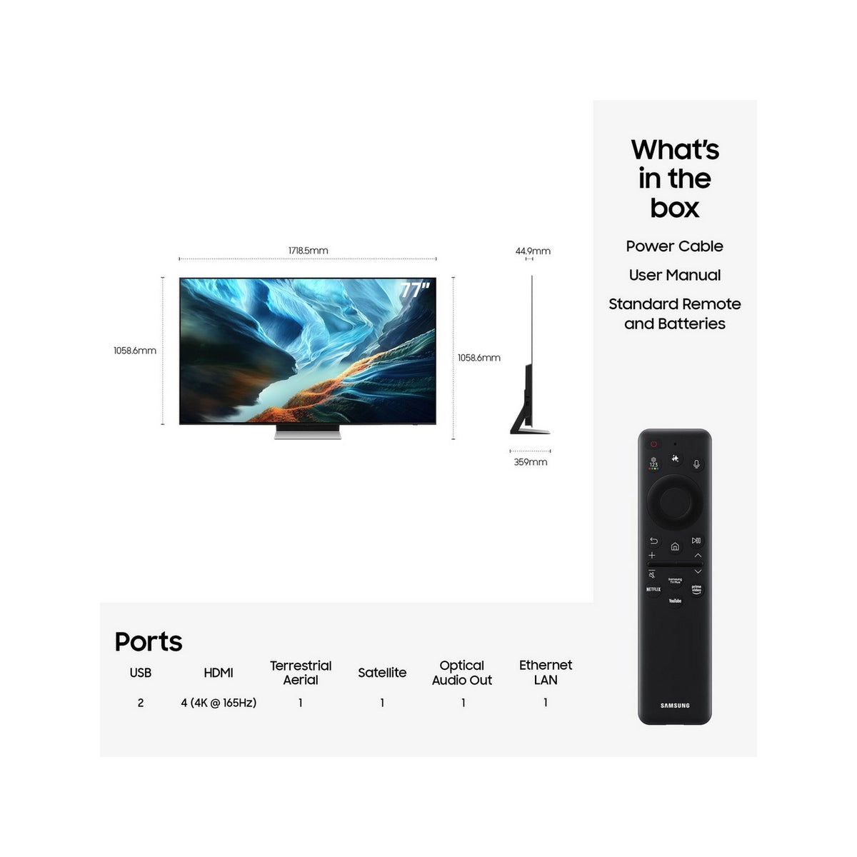 Samsung QE77S90HATXXU 77" OLED Glare Free Vision AI Smart TV - Graphite Black