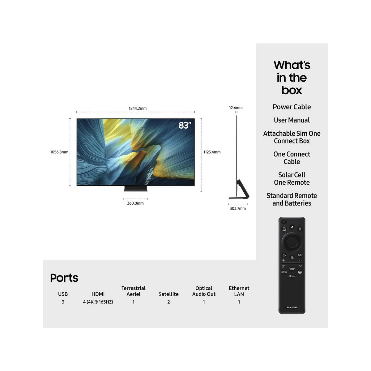 Samsung QE83S95FAEXXU 83" 4K OLED Smart AI TV - Graphite Black