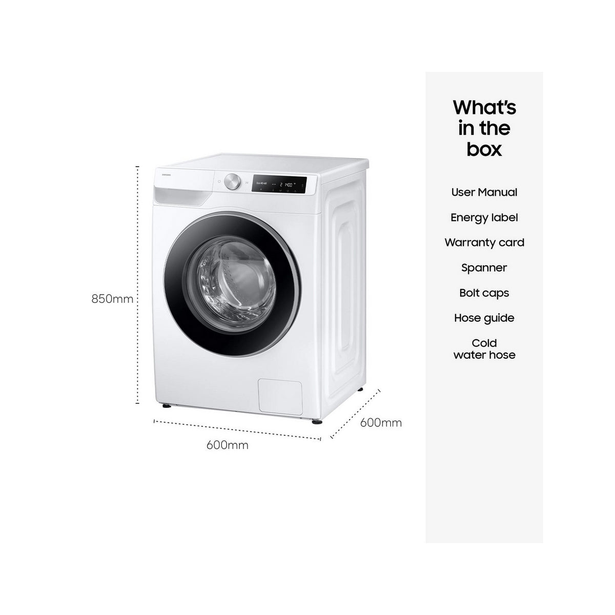 Samsung WW11DG6B85LEU1 11Kg Washing Machine, 1400 Spin, 60cm Wide - White