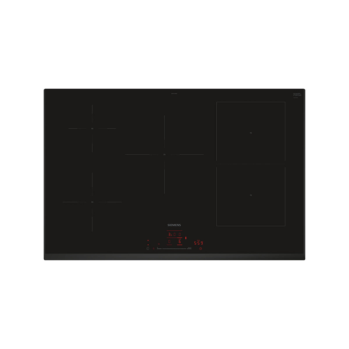 Siemens ED851HWB1E iQ500 Induction Hob, 5 Zones, Surface Mount Without Frame, 80.2cm Wide - Black, Ceramic