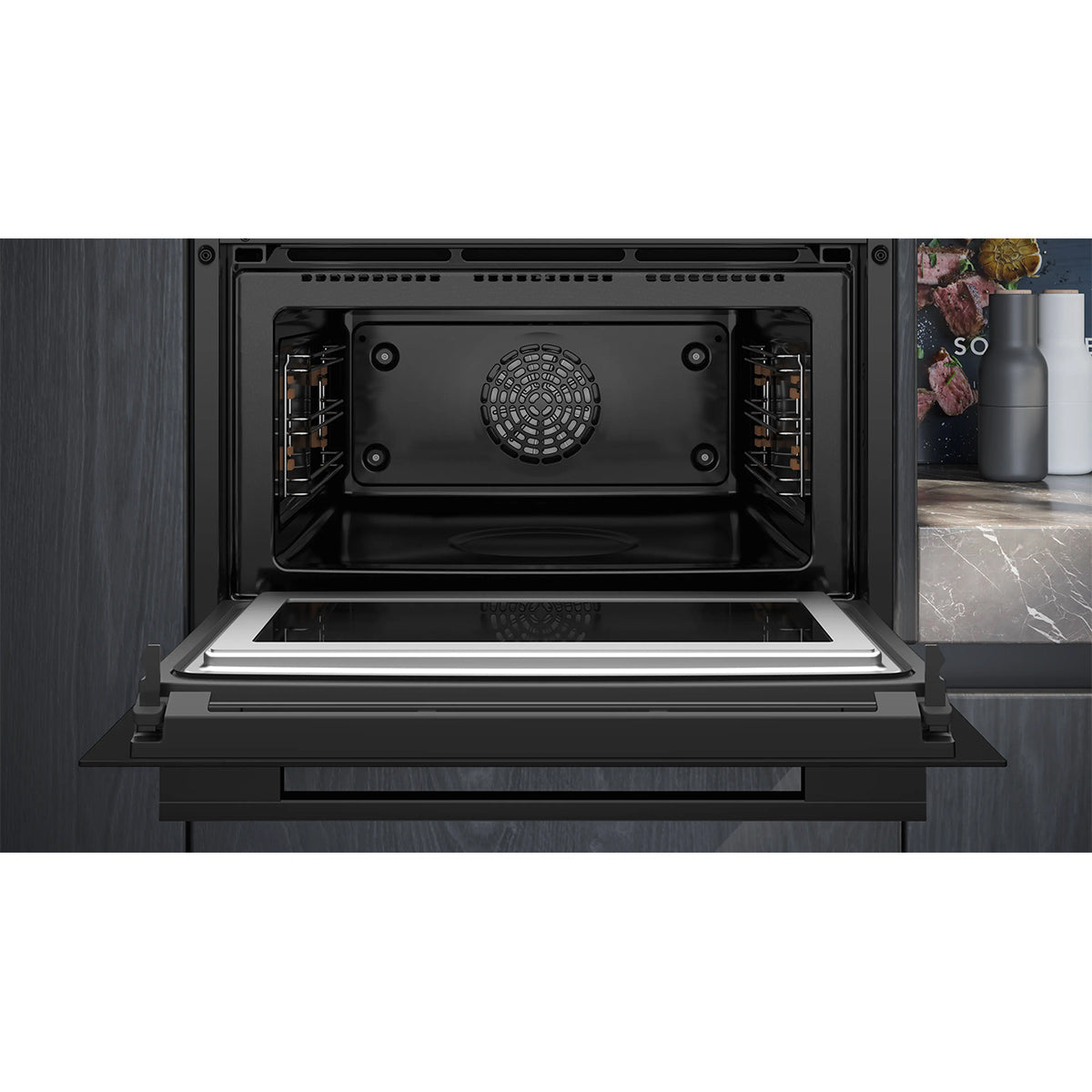 Siemens CM776G1B1B iQ700 Built-In Compact Oven With Microwave Function, 45 Litre, 900W, 59.4cm Wide - Black
