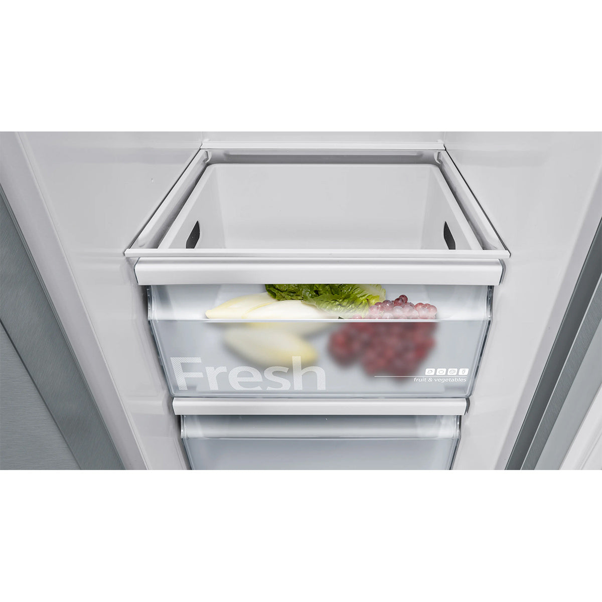 Siemens KA93GAIDP iQ500 Freestanding American Side-By-Side Fridge Freezer, 369/191 Litre, Total noFrost, 90.8cm Wide - Brushed Steel, Anti-Fingerprint